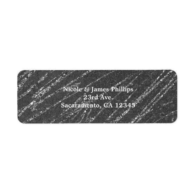 Grey & Silver Modern Glam Marble Stripe Party Label (Front)