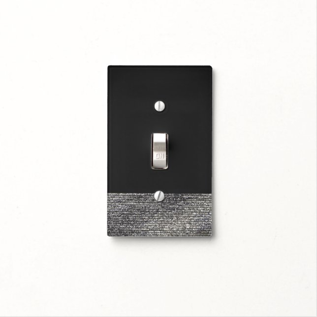 Grey & Silver Modern Glam Sequins Chic Elegant Light Switch Cover (In Situ)