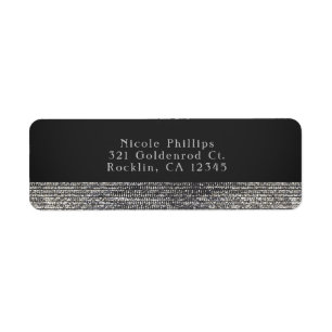 Grey & Silver Modern Glam Sequins Chic Invitation Label