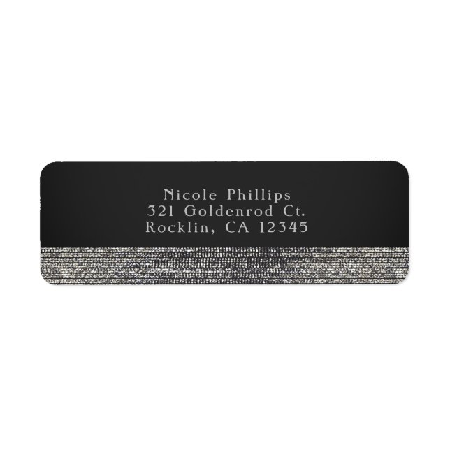 Grey & Silver Modern Glam Sequins Chic Invitation Label (Front)