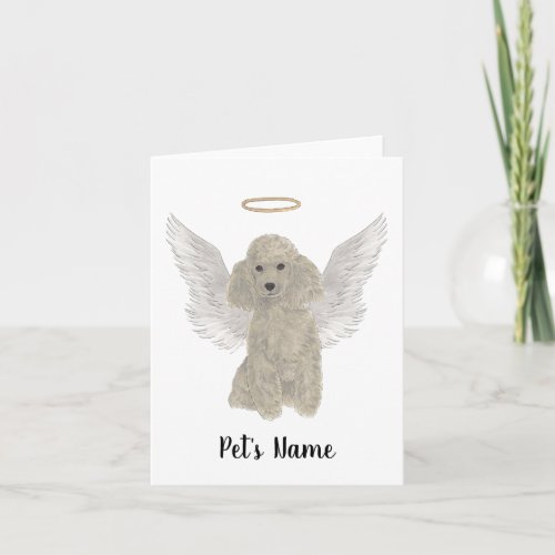 Grey Silver Poodle Sympathy Memorial Card