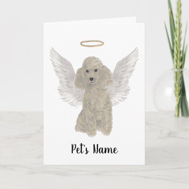 Grey Silver Poodle Sympathy Memorial Card (Front)