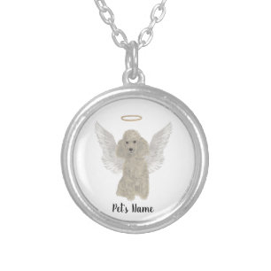 Grey Silver Poodle Sympathy Memorial Plated Necklace