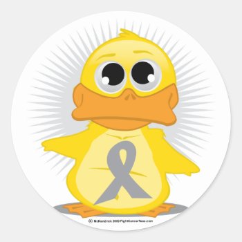 Grey/silver Ribbon Duck Classic Round Sticker by fightcancertees at Zazzle