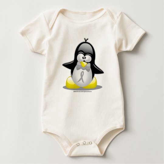 Grey/Silver Ribbon Penguin Baby Bodysuit