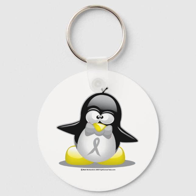 Grey/Silver Ribbon Penguin Keychain (Front)
