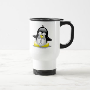Grey/Silver Ribbon Penguin Travel Mug