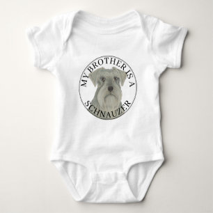 Grey Silver Schnauzer Dog Baby Bodysuit
