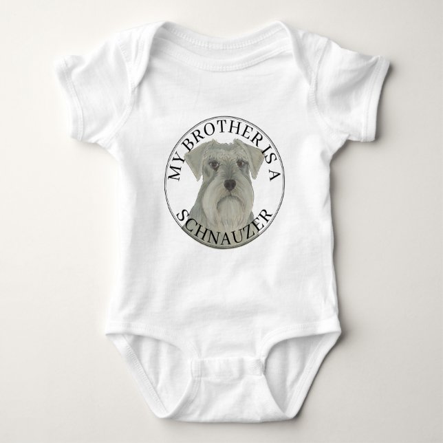 Grey Silver Schnauzer Dog Baby Bodysuit (Front)