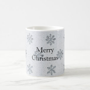 Grey Silver Snowflakes Christmas Coffee Mug