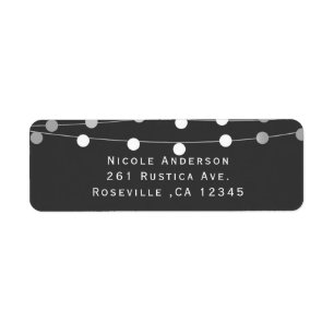 Grey Silver String Lights Modern Wedding Favor Label