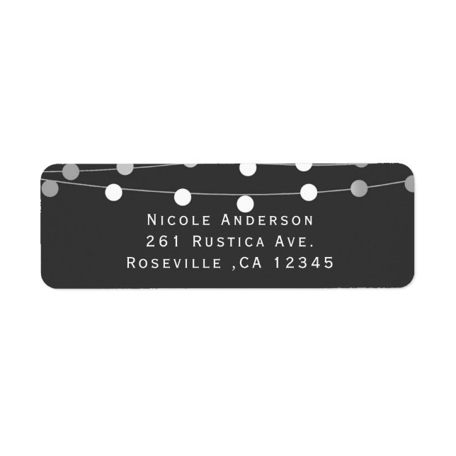 Grey Silver String Lights Modern Wedding Favor Label (Front)