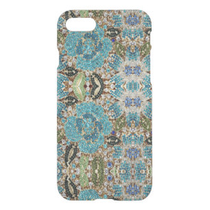 grey silver turquoise teal blue bohemian iPhone SE/8/7 case