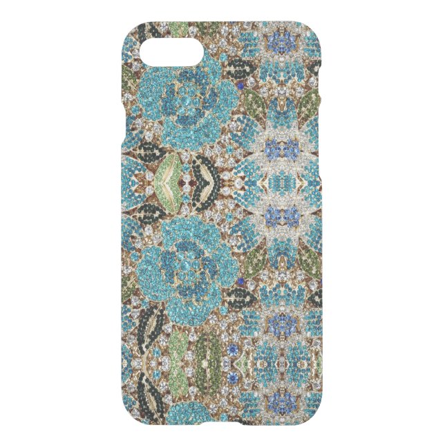 grey silver turquoise teal blue bohemian uncommon iPhone case (Back)