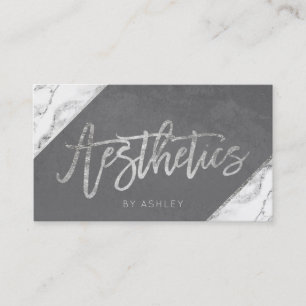 Grey silver white marble aesthetics typography business card