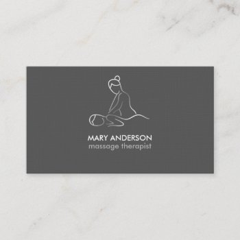 Grey Silver White Massage Therapy Masseuse Spa Business Card by HydrangeaBlue at Zazzle