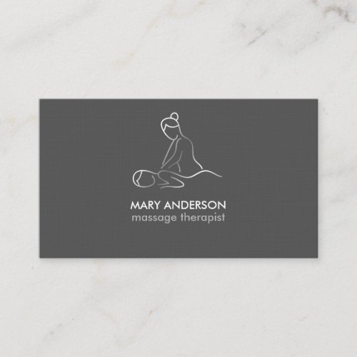 Grey Silver White Massage Therapy Masseuse Spa Business Card