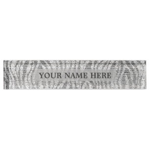 Grey Silver White Zebra Print Glam Personalized Name Plate