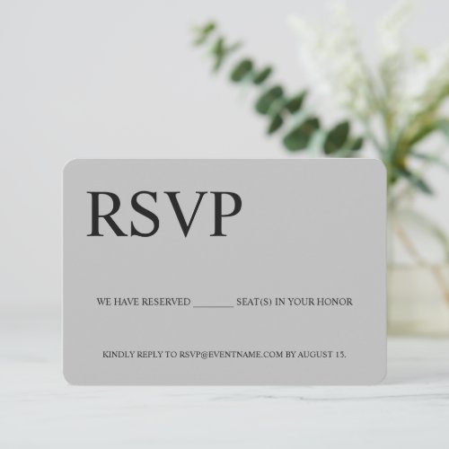 Grey Simple Business event Logo Reserved seats  RSVP Card