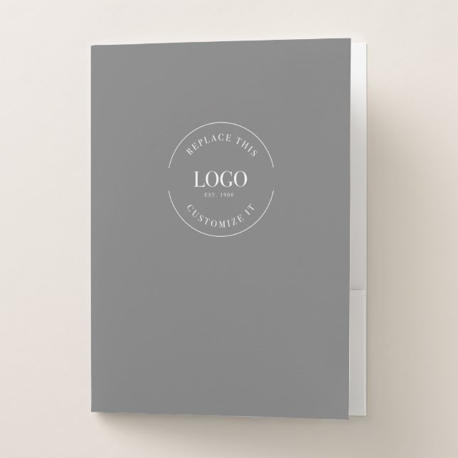 Grey Simple Custom large Business Logo website Pocket Folder (Front)