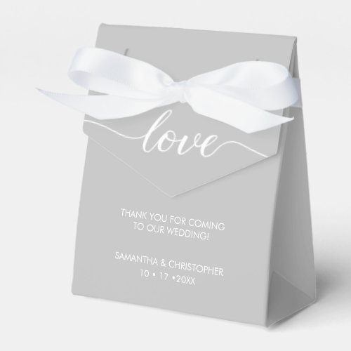 Grey Simple  Elegant Love Wedding ScrIpt Favor Boxes