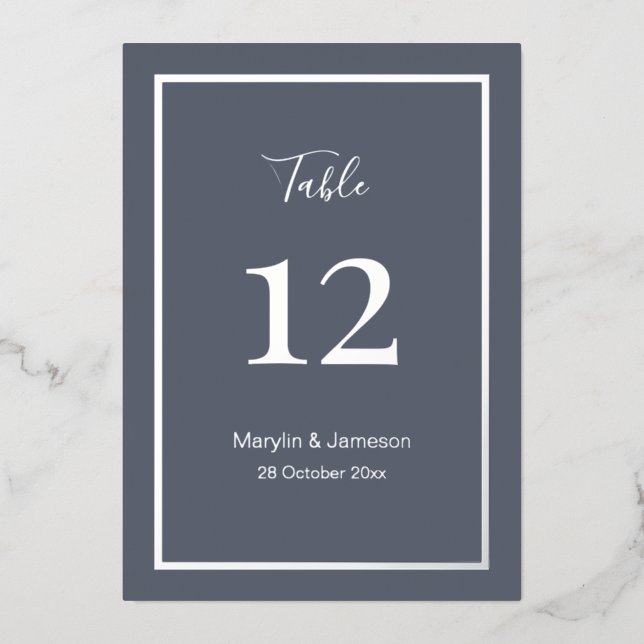 Grey Simple Minimalist Wedding Table Numbers (Front)