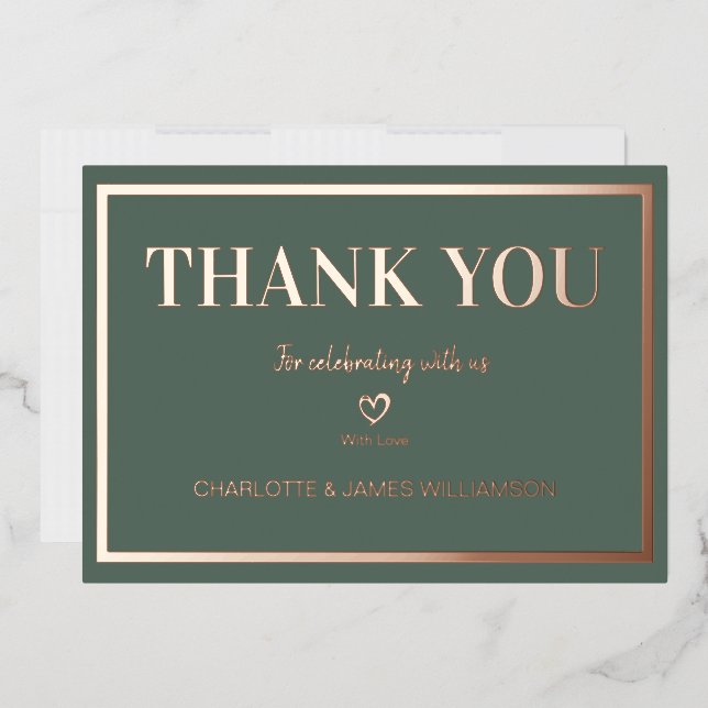 Grey Simple Minimalist Wedding Thank You    Foil Invitation (Envelope)