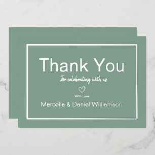 Grey Simple Minimalist Wedding Thank You Foil Invitation
