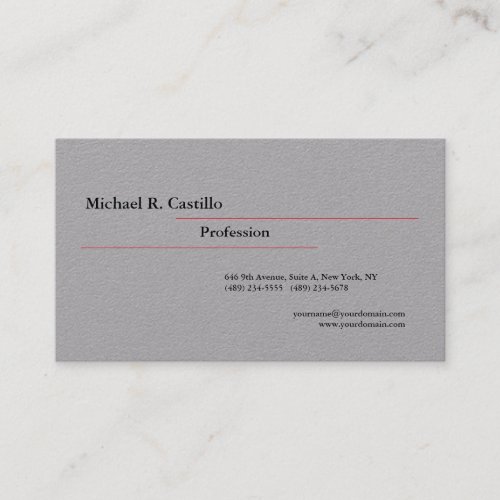 Grey Simple Plain Minimalist Classical Stylish Business Card