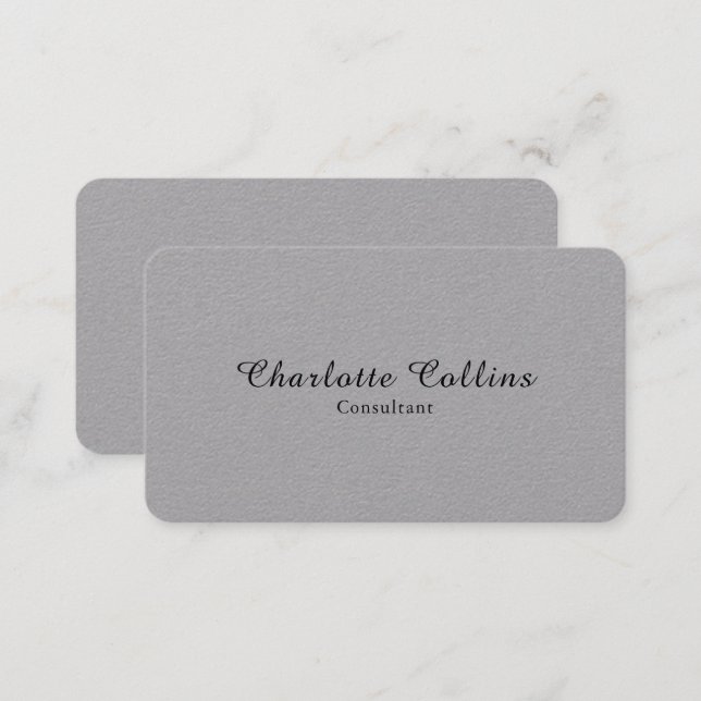 Grey Simple Plain Minimalist Professional Modern Business Card (Front/Back)