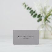 Grey Simple Plain Minimalist Professional Modern Business Card (Standing Front)