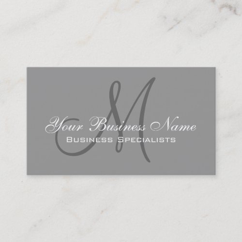 Grey Simple Plain Monogram Logo Business Card