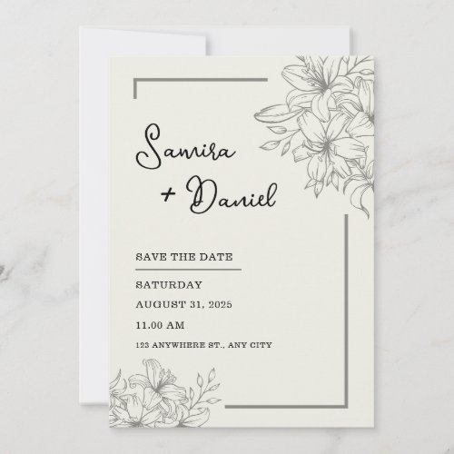 Grey Simple Wedding Invitation Portrait