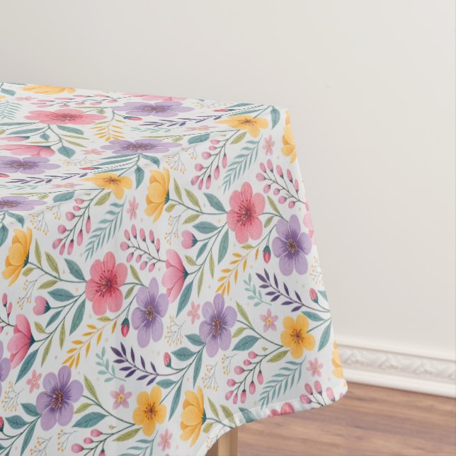 Grey simple wildflower pattern tablecloth (In Situ)