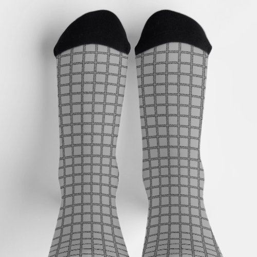 Grey Sketchy Square Patterned Socks
