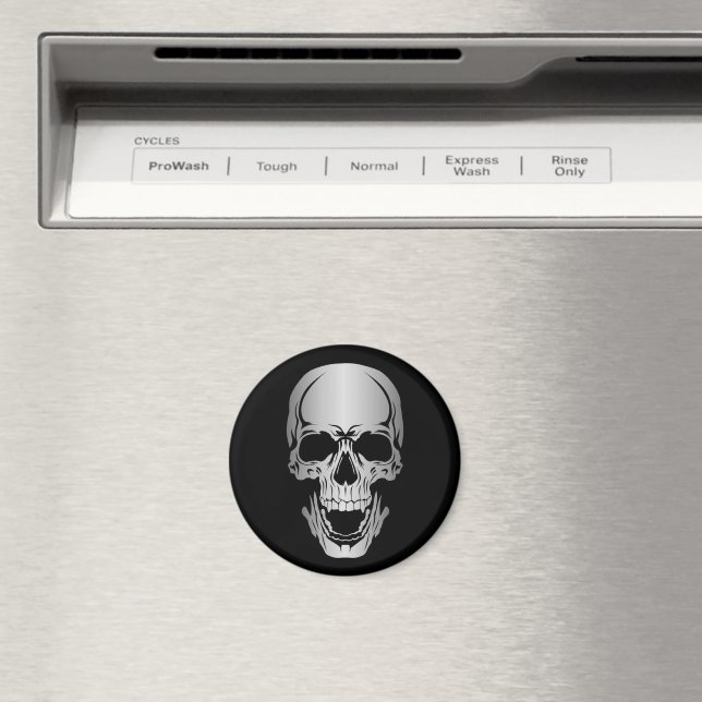 Grey Skull Circle Magnet (In Situ (Dishwasher))