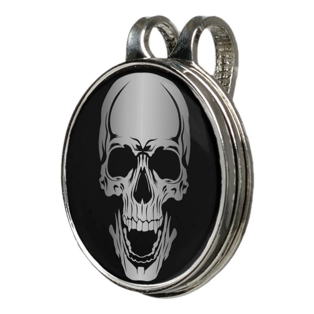 Grey Skull Golf Hat Clip & Ball Marker (3/4)