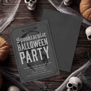 Grey Skull Spooktacular Halloween Party Invitation