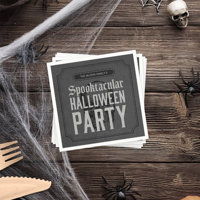 Grey Skull Spooktacular Halloween Party Paper Napkins (Creator Uploaded)