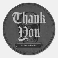 Grey Skull Spooktacular Halloween Thank You Classic Round Sticker