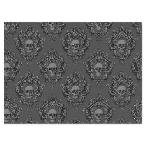 Grey Skulls in Frames on Grey Decoupage Tissue Paper