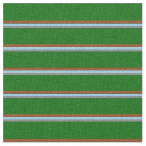 Grey, Sky Blue, Brown & Dark Green Colored Lines Fabric