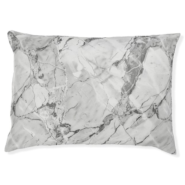 Grey "Slate Whisper Stream" Marble Texture Custom  Pet Bed (Front)