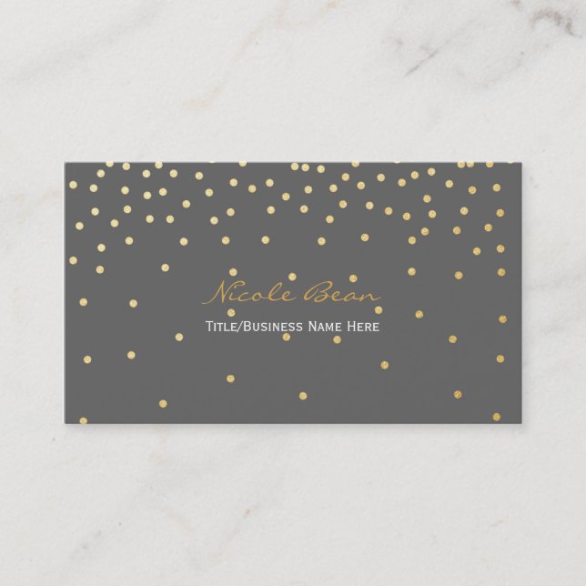 Grey Small Gold Foil Confetti Dots Business Card (Front)