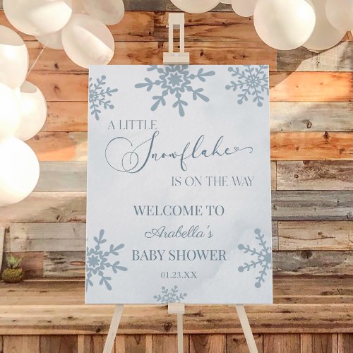 Grey Snowflake Winter Baby Shower Welcome Sign