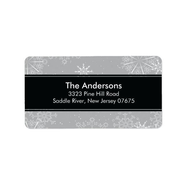 Grey Snowflakes Winter Holiday Return Address Label (Front)