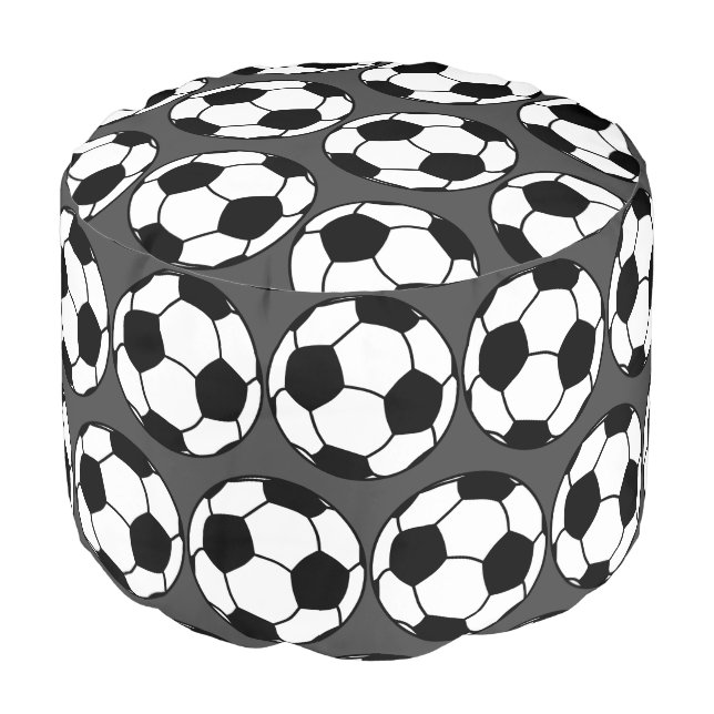 Grey Soccer Pouf (Angled Front)
