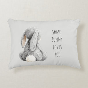 Grey Some Bunny Loves You Accent Pillow