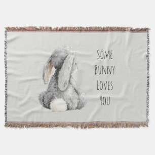 Grey Some Bunny Loves You Throw Blanket