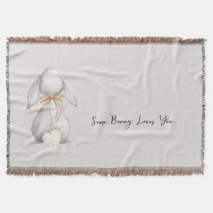 Grey Some Bunny Loves You Throw Blanket